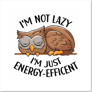 I'm Not Lazy, I'm Energy Efficent, Lazy Owl, Funny saying, Girl's Owl Posters and Art